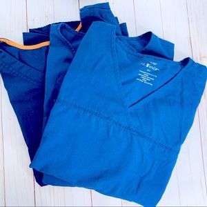 3 Cherokee Scrub Tops size medium Navy Blue.